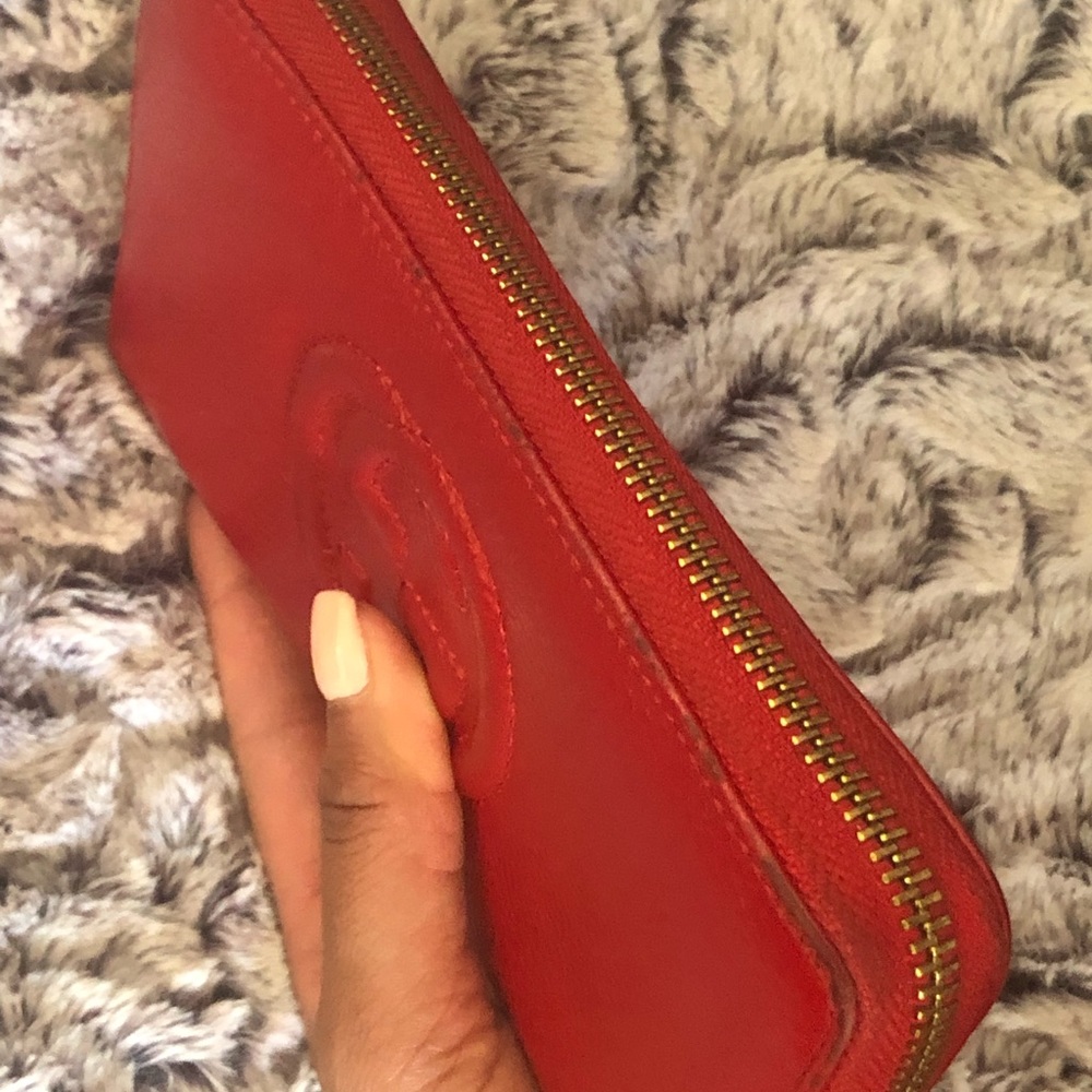 Authentic Gucci Soho Flap Wallet in Red